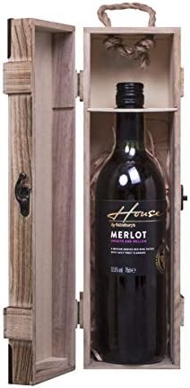 woodluv Vintage Wooden Single Wine Bottle Gift Box With Built-in handle