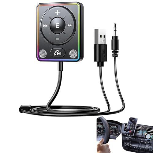 Récepteur Bluetooth Voiture Jack AUX – Kit Main Libre Voiture avec Micro, Adaptateur Audio Bluetooth USB pour Autoradio, Appels & Musique, Plug & Play