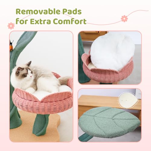 Árbol para Gatos Grande con Diseño de Tulipán Fleece 47.8 pulgadas miniatura 4