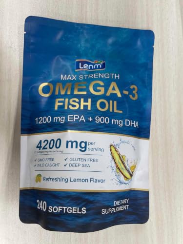Omega 3 Fish Oil 4200mg per Serving (3 Softgels) - 2290mg Total Omega 3 (1200mg EPA & 900mg DHA) - 240 Softgels, 80-Day Supply - Wild Caught Burpless Lemon Flavor Dietary Supplement — view 2