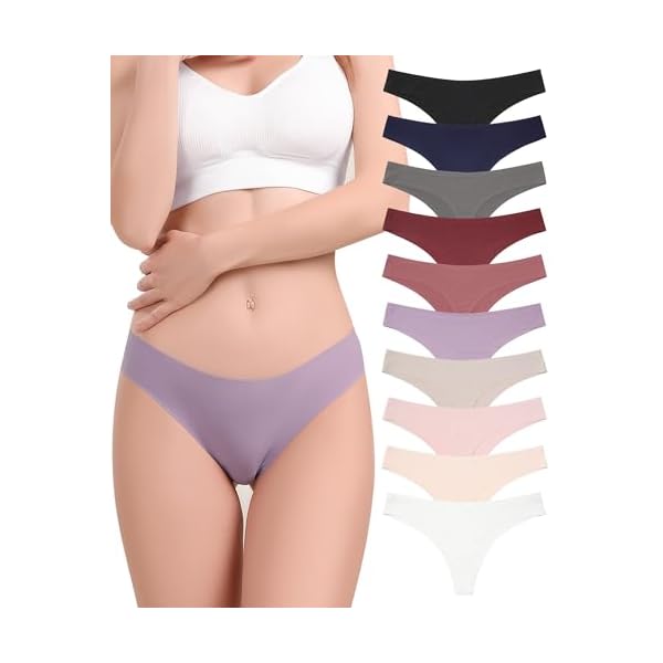 41uvWfF2gwL. SS600 - Levao Tanga sin Costuras para Mujer Tangas Transpirables Ropa Interior No Show String Cintura Baja T-Back Tanga Bragas Invisible Hipster 6/10 Pack