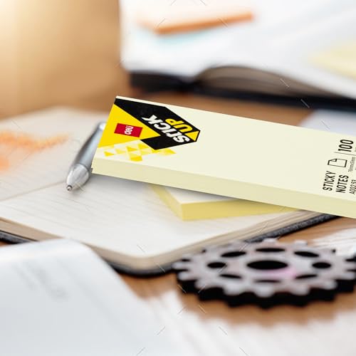 Image of Deli EA00253 Yellow Sticky Notes | 2 inchx1 inch Size Self Adhesive Notes, 100 Sheets Each (Pack of 5)