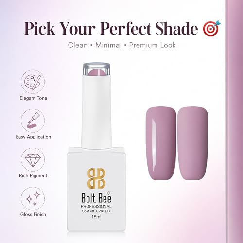 Image of Bolt Bee Soft Lilac Pink Color Gel Nail Polish Soak Off UV Gel DIY at Home 15ML Manicure Salon Nail Art