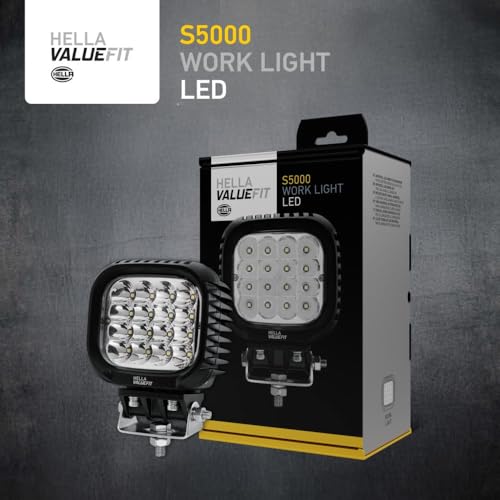 HELLA Valuefit 1GA 357 109-211 LED-Arbeitsscheinwerfer S5000-12/24V - 5000lm - Anbau - Bügelsystem - weitreichende Ausleuchtung - Kabel: 0.8m - Stecker: DEUTSCH Stecker - Menge: 1