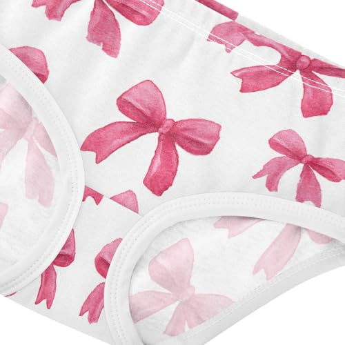 Wusikd Pink Bows Ribbons Girls' Underwear Cotton Watercolor Girls Briefs Soft Toddler Underwear 2T4