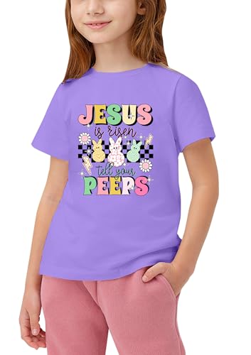 Image of LAZYCHILD Kids Easter Shirt Girls Happy Easter Shirts Rabbit Graphic Long Sleeve Striped Tee Tops 5-14 Years