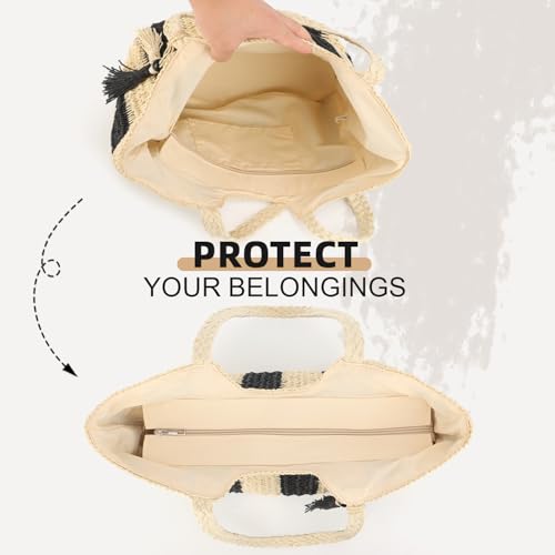 Bolso de playa tejido de paja KUANG! para mujer miniatura 6