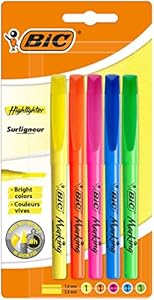 Surligneur BIC à Pointe Biseautée, Couleurs Fluo Vives
