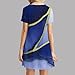 Royal Blue Casual for Women Fall Summer Short Sleeve Crew Neck Spandex Color Block Geometry Print Midi Knee High Loose Fit Dresses Ladies 2025 Clothes Fashion L