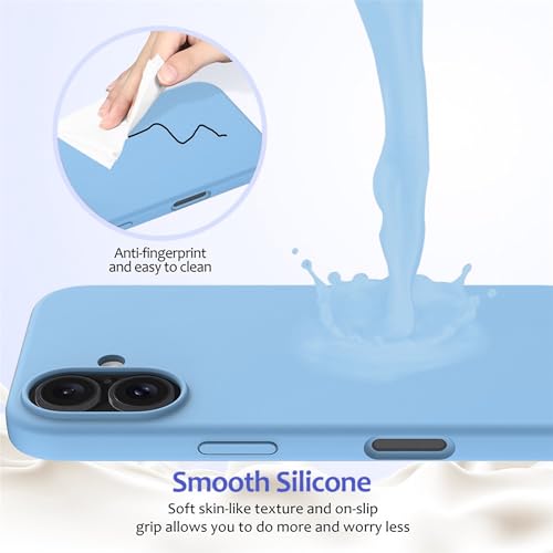 Image of ArmourPro Silicone Back Case for iPhone 16, Soft-Touch Case | Light Blue