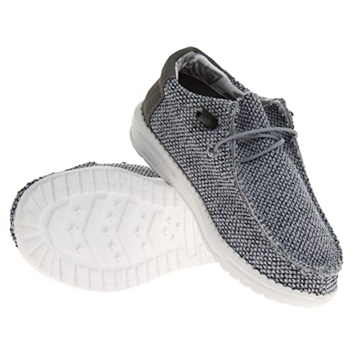 Josmo Kids Sail Slip On Shoes - Little Kids Boys Girl Loafers Casual Canvas Lace Up - Grey (4 Big Kid) #TOP2