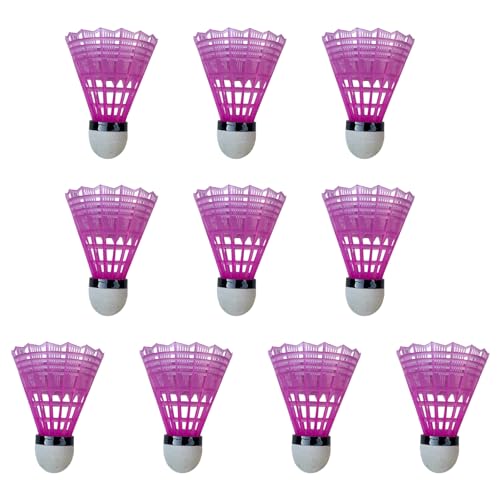 Bigougem Long Service Life Badminton Strong Elasticity Shuttlecock 10pcs Nylon Shuttlecocks Stable Durable Feather for Youth Players Indoor/outdoor Pink
