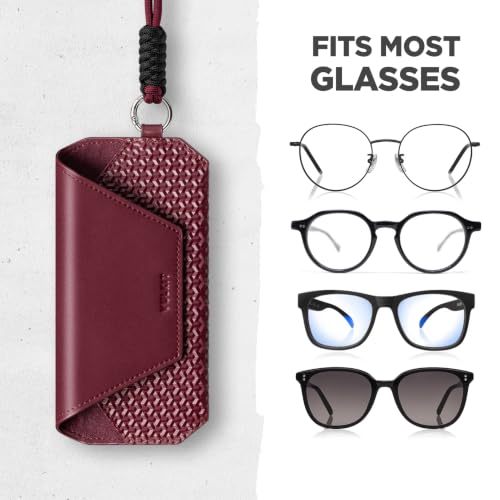 Image of VULKIT Portable Eye Glasses Case for Women & Men, Slim Sunglass Case, Unisex Eyeglass Case, with Adjustable Neck Lanyard