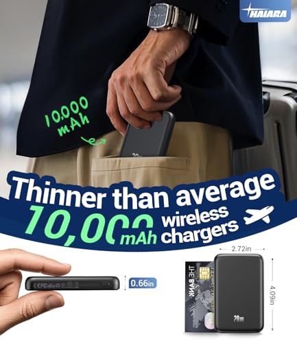 Image of Portable Charger for Magsafe Power Bank - 10000mAh Magnetic Phone Charger, USB-C 20W PD Fast Charging, Slim Wireless Battery Pack for iPhone 17 /16 /15 /14 /13 Series,for Travel Cruise Essentials-Obsidian