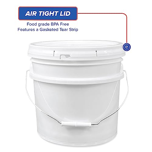 ePackageSupply 3.5 Gallon Bucket with Lids, Food Grade Storage, Premium HPDE Plastic, BPA Free, Durable 90 Mil All Purpose Pail, Made in USA, 100 Pack