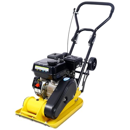 7.0HP Plate Compactor, 5500VPM MAX Gas Vibration Compaction Force 20 x 14 inch Plate Compactor w/Built-in Wheel, EPA Compliant