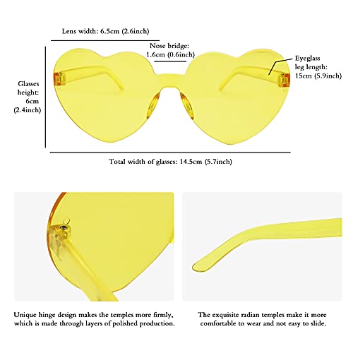 Image of 12 Pairs Heart Glasses Colorful Rimless Heart Shaped Sunglasses Love Glasses for Bachelorette Bride Party Favor