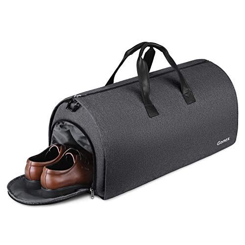 Gonex Garment Bag Carry on Duffle Suit Bag with Shoe Pocket, Convertible Hanging Duffel Travel Suitcase for Men Women Black