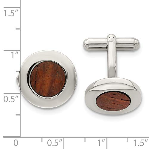 Mancuernillas para hombre con incrustación de madera 15 mm miniatura 3