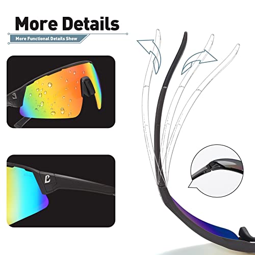 Image of Polarized Sports Sunglasses Wraparound Design TR90 Lightweight Frame With UV 400 Protection Glasses for Women Men