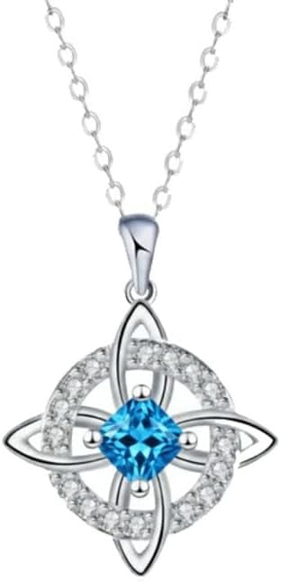 Birthstone Witches Knot Necklace Mystical Nudo De Bruja Celtic Cross Pendant Pagan Magic Wiccan Witchcraft Protection Jewelry Amulet Religious Faith Gifts for Women