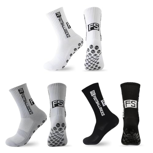 XUZOPIM 3 Paia Fs Men'S Football Socks Non-Slip Grip 39-46 Breathable Socks Calzettoni Calcio Uomo For Basketball Running Cycling And Tennis Football Accessories