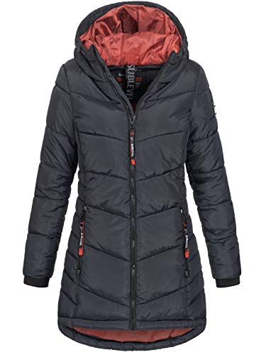 Sublevel Damen Jacke Steppmantel LSL-412 mit gefütterter Kapuze black S