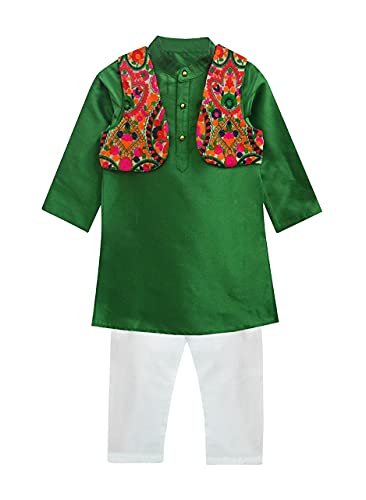 Image of A.T.U.N. All Things Uber Nice) Polyester All Things Uber Nice Boy's Regular Kurta Pyjama Jacket Set