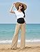 CEITAJUI Women's Maternity Pants Wide Leg High Waist Casual Palazzo Beach Pants Comfy Pregnancy Trousers,Khaki S