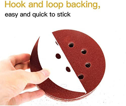 Image of OLS Japanese 5 Inch Sanding Discs, 8 Holes Hook and Loop - Sandpaper, Random Orbital Sander Round Sand Paper, 125mm Sandpaper Sheets Total (#40, #80, #150 Grits, 15)