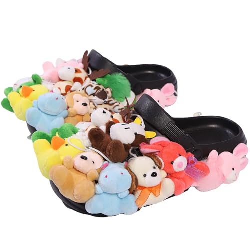 Stylish Slippers comfortable with Adjustable Straps, Covered In Stuffed Animals, Perfect as House Sandals for Women 2025