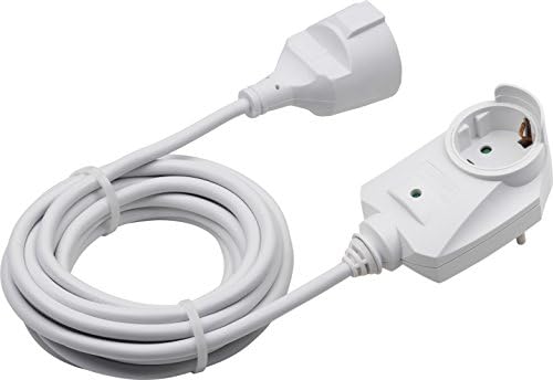 Meister Kunststoff-Verlängerungskabel mit Zusatzstecker 3 m – Schuko-Kupplung – für innen (IP20) – Überspannungs- und Kontaktschutz – weiß