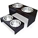 PetFusion Elevated Dog Bowls in Premium Grade A New Zealand Pine Stand (Tall 8"). Water Resistant & 2 US FOOD GRADE Stainless Steel 56oz bowls