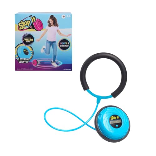 Just Play Skip It Retro Outdoor Toy, Light Up Ball and Digital Counter, Blue, Soft Foam Padded Ankle Ring, 31-inch Long, Screen Free Play, Toys for Kids Ages 5 Up