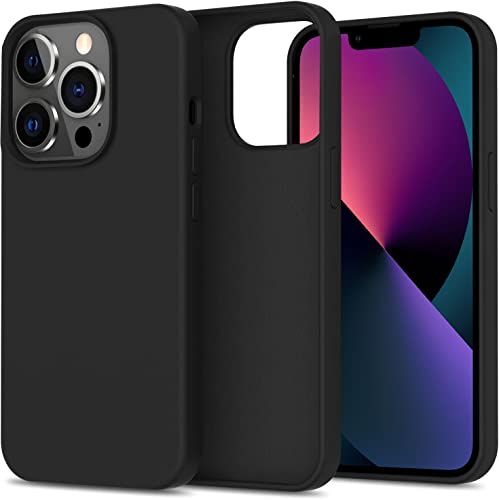 Image of Elzzi Microfiber Candy Case Compatible for iPhone 14 PRO, Shockproof Slim Back Cover Liquid Silicone Case (Black)