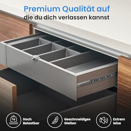 LIVING TEC® Schubladenschienen 310mm x 17mm Nut - 1Paar Gleitschiene inkl. Montageschrauben - Schubladenauszug - Schubladenauszüge - Auszugsschienen - Schienen für Schubladen Schienensystem - Auszüge