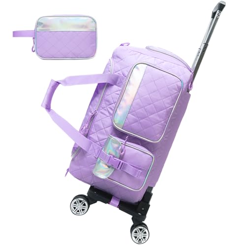 Bolsa de Viaje Mujer, Grande de Fin de Semana, Bolsa de Deporte con Ruedas con Bolsas Neceser
