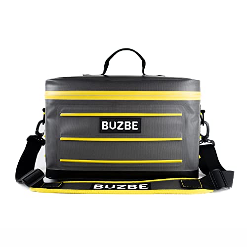 Buzbe Swarm 28 Modular Tackle Bag, Waterproof Tackle Bag, Customizable Fishing Tackle Bag, Dry Bag, Airtight Bag, Saltwater Tackle Bag, Grey And Yellow #TOP4