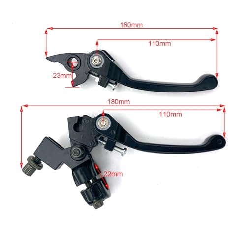 Levier d'embrayage et de frein pliable en argent pour guidon de motocross 22 mm - 5