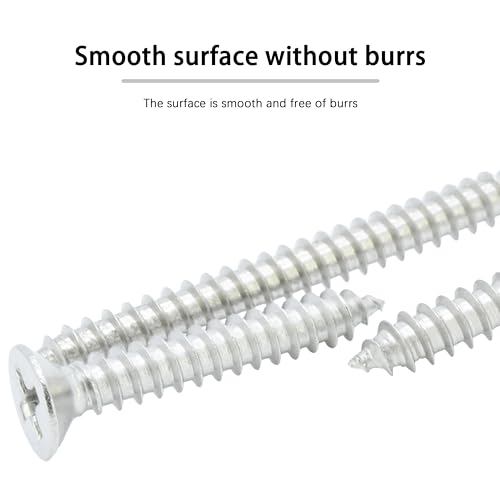 Indprod 2023103100000008 #8 × 1 Inch Flat Head Phillips Wood Screw,Flat Head Self Tapping Screw, Flat Head Sheet Metal Screws Wood Screws, Stainless Steel 304 thumb #4