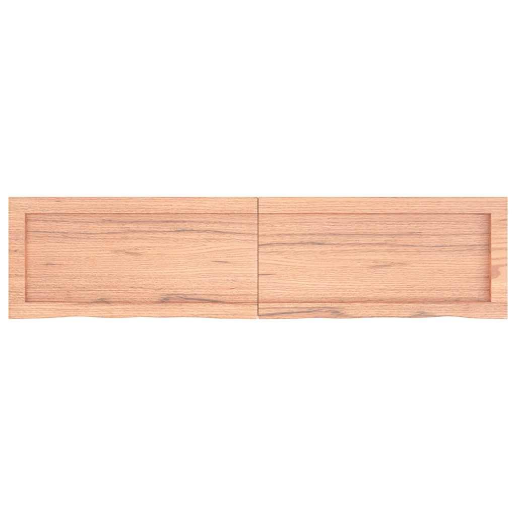 Piano per lavabo in legno massello di rovere marrone chiaro, 120 x 30 x (2-4) cm, con bordo naturale, per bagno, cucina, piano di lavoro, scaffale, piano da scrivania, versatile, robusto e