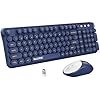 Wireless Keyboard and Mouse,Retro Typewriter Keyboard and Mouse Combo,2.4G Wireless Keyboard Mouse,Home and Office Keyboard’s,Computer Keyboard and Mouse for Laptop PC Windows, Navy Blue