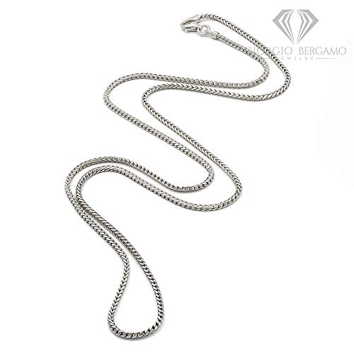 Giorgio Bergamo 925 Italian Sterling Silver 1mm - 5.5mm Solid Franco Chain, Rhodium Plated Square Box Link Necklace, Bracelet or Anklet2