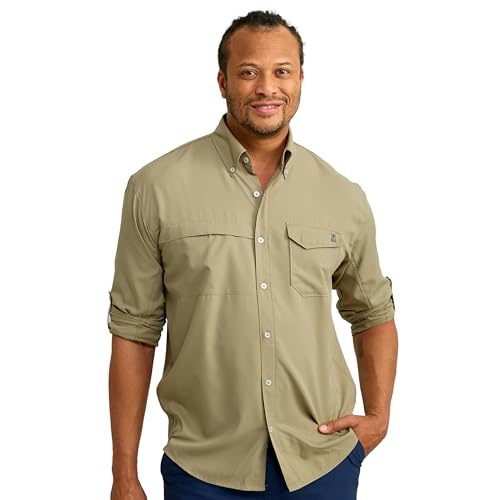 T-Shirt à Manches Longues HUK Tide Point anti-transpiration avec Bouton de pêche pour Homme actif