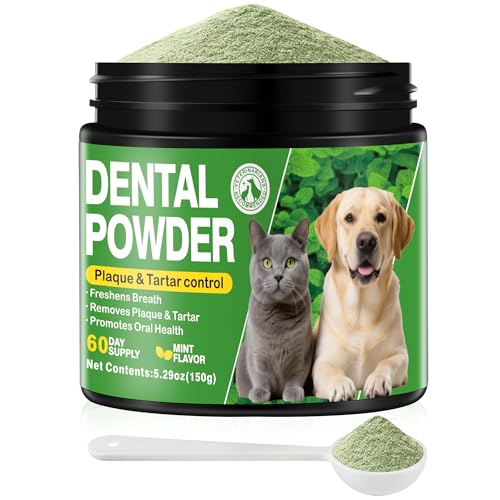 Dog Teeth Cleaning Powder, Dog Dental Powder and Cats Breath Freshener, Plaque Off, Bad Breath & Tartar Remover for Dogs, Dog Teeth Cleaning with Enzymes- 60-Day Supply -Mint Flavor - image 8