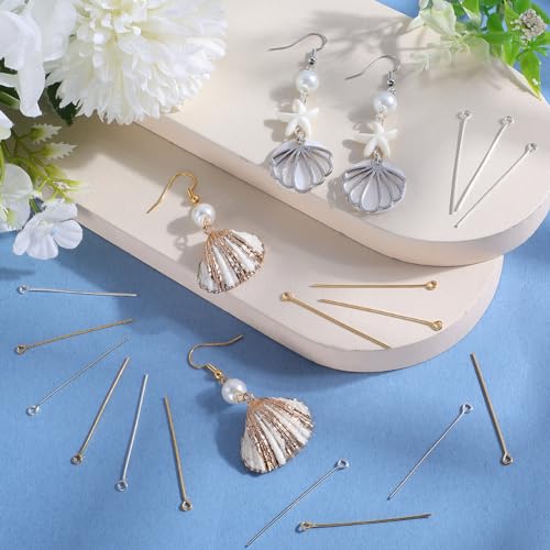 SOFPLATE 1 Box 600Pcs 40mm Gold Silver Jewellery Eye Pins Bulk Long Eyepins Brass Open Head Pins Findings for DIY Necklaces Bracelets Earrings Crafts Jewellery Making Accessories - Image 4