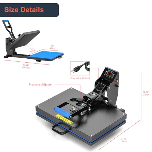 Delclynee 16" x 24" Slide Out Heat Press Machine for T Shirts, Clamshell Pull Out Lower Platen, Industrial-Quality Digital Sublimation Printer for Heat Transfer Vinyl