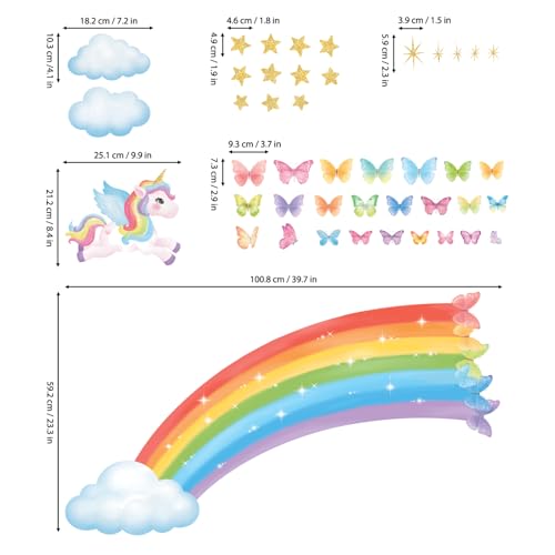 Adhesivos de Pared DECOWALL Arcoiris Unicornio para Niños miniatura 6