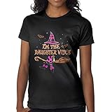 playera de manga corta para mujer con estampado gráfico de bruja I Am A Daughter Witch, Negro, M