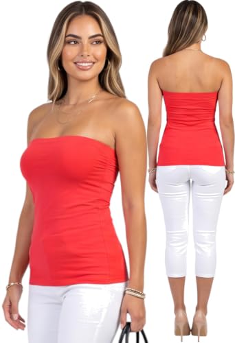 Image of ToBeInStyle Women's Cotton-Spandex Blend Stretchy Tube Top